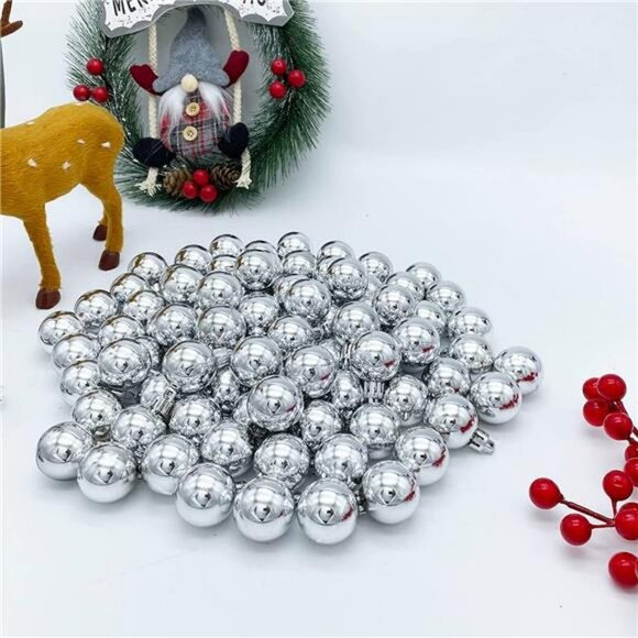 Christmas Ball Ornaments Silver 144pcs Small Christmas Tree Balls - Picture 2 of 6